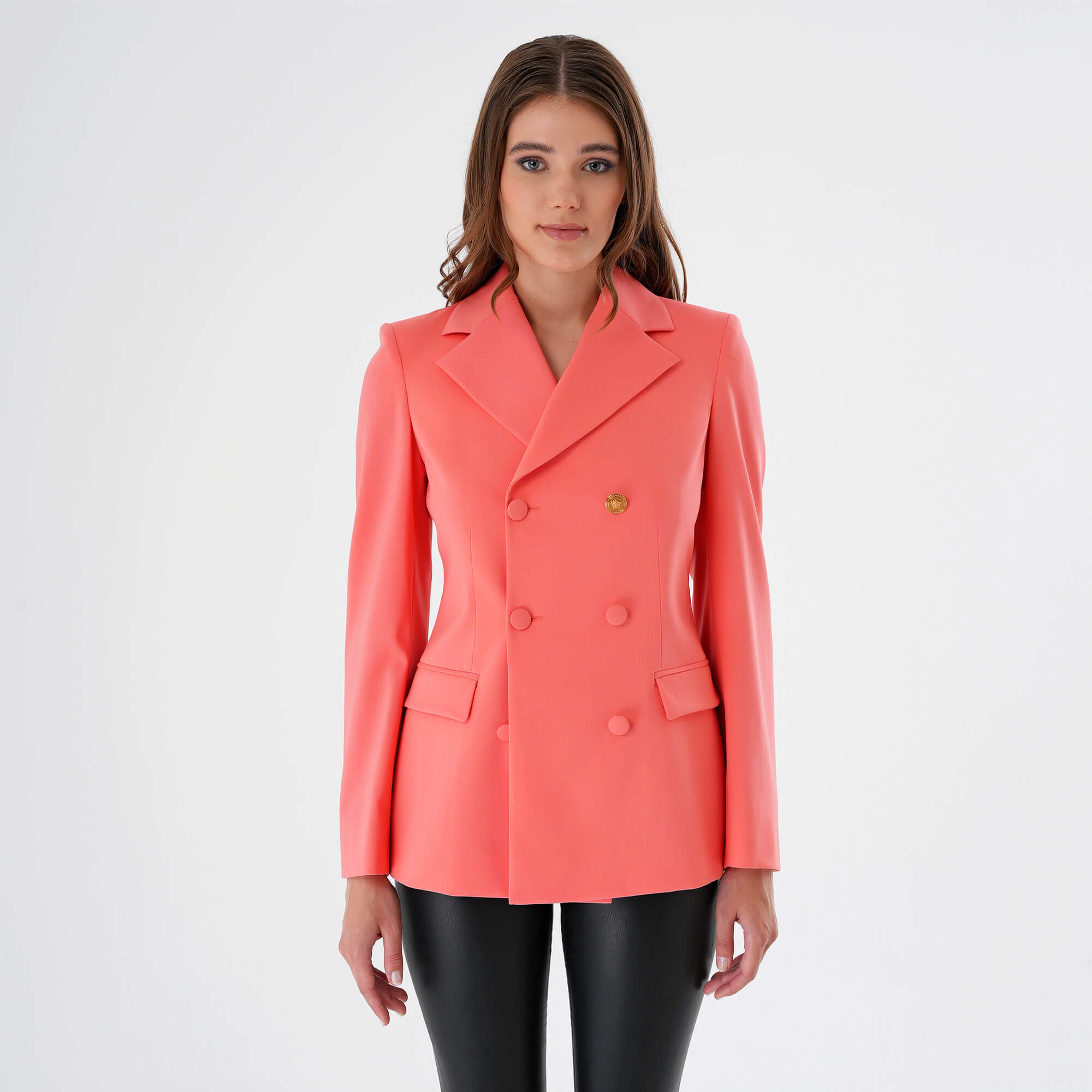 Versace - Pink Iconic 6 Button Virgin Wool Blazer IT42